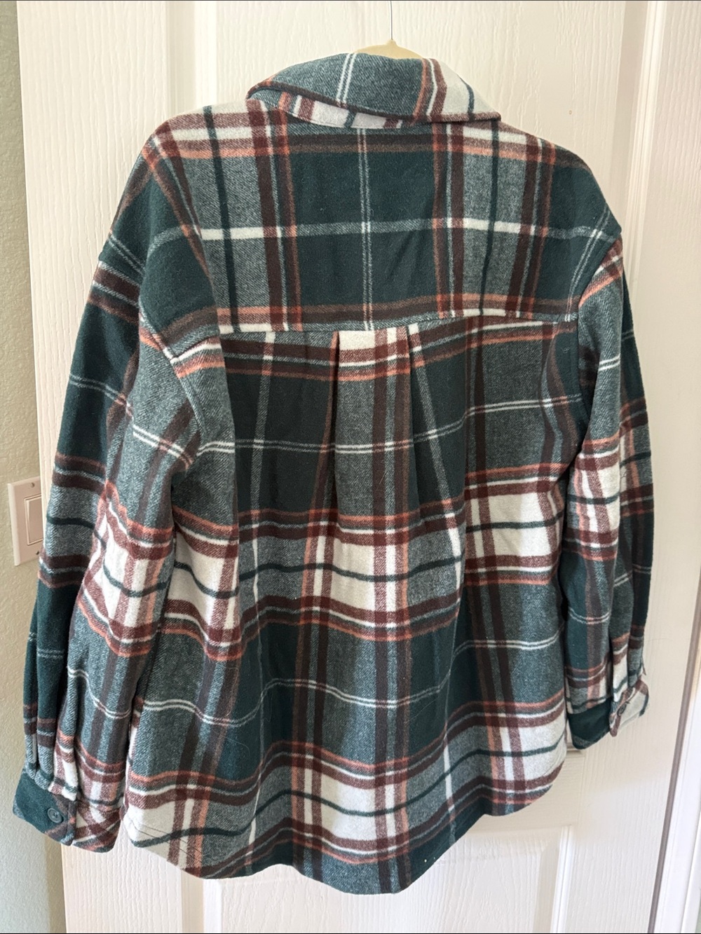 Woolx Plaid Utility Jacket in Forest Green and Rust, Size L - Picture 2 of 6
